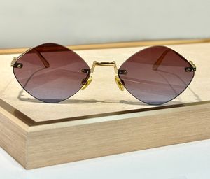 Randloze Randloze Diamanten Zonnebril Goud Blauwe Lenzen Heren Dames Zomertinten Sunnies Lunettes de Soleil Bril Occhiali da sole UV400 Brillen