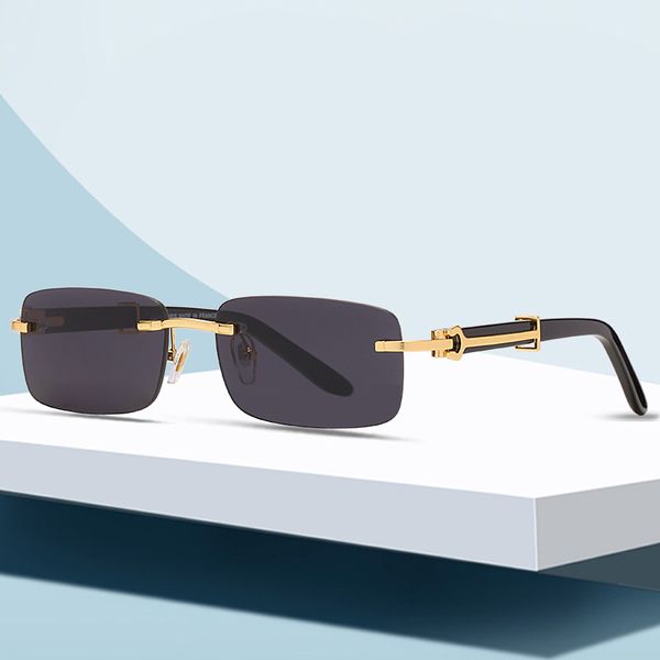 Gafas de sol cuadradas sin montura, gafas de sol de diseñador irregulares sin marco a la moda, gafas de sol para mujeres y hombres, gafas ópticas con tirachinas, álbum al por mayor