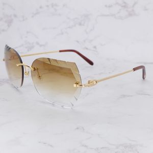 Lunettes de soleil sans monture surdimensionnées hommes lunettes de soleil de luxe marque Carter Designer diamant coupe métal nuances pour femmes et hommes lunettes