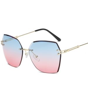 Lunettes de soleil sans monture femmes hommes mode dégradé nuances lunettes de soleil Vintage lunettes décontractées été conduite plage ornement marron rose