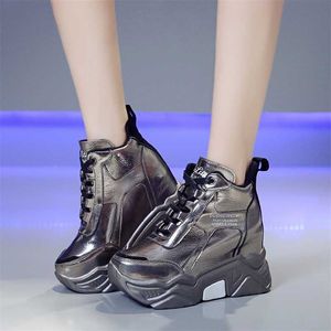 Rimocy métal argent chunky plate-forme baskets femmes hiver chaud super talons chaussures décontractées femme hauteur augmentant bottes mujer 220120