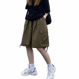 Rimocy Été Genou Longueur Cargo Shorts Femmes 2024 BF Harajuku Large Jambe Shorts Femme Streetwear Poches Baggy Pantalon Court Femme L8J1 #