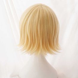 Rin/Len perruque de déguisement de Cosplay de cheveux blonds courts résistants à la chaleur + bonnet de piste Y0913