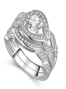 ring 2017 Nouvel Arrilval Bijoux De Mode 10KT Or Blanc Rempli Topaze CZ Pierres Précieuses Fiançailles De Mariage Bague De Mariée Ensemble Taille 5118547506