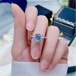 ring 2ct Moissanite diamant bague 100% réel 925 en argent sterling anneaux de mariage pour les femmes bijoux de fiançailles de mariée