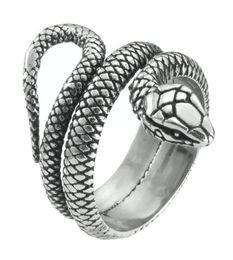 Bague en acier inoxydable 316L, bijoux Manba Spirit unisexe, Cobra or argent Serpent, taille 6-134866262