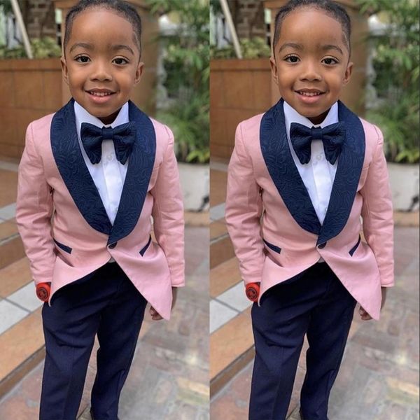 Ring Bearier Wear Suits Boys for Wedding Birthday Party Tenits 2023 Prom Costumes tenue de remise des diplômes enfants Tuxedos formels 2 pièces Set Pink 246F