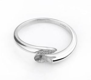 Anneau blanc bijoux de bricolage fabriquant 925 Pin de réglage d'anneau en argent sterling s'adapte aux perles rondes 3 pièces1128104