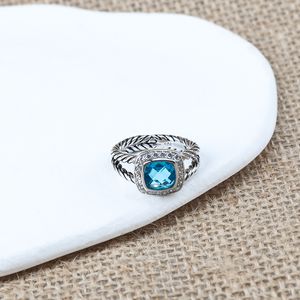 Anillo de topacio azul con circón, diseño de moda, anillos de compromiso de boda para mujer