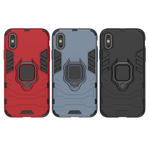 Anneau support support de voiture couverture arrière étui de téléphone pour iPhone X XR XS Max 6 7 8 Plus et Samsung Note 9 8 S10 S9 S8 Plus S7 S6 Edge A30 A50 A70