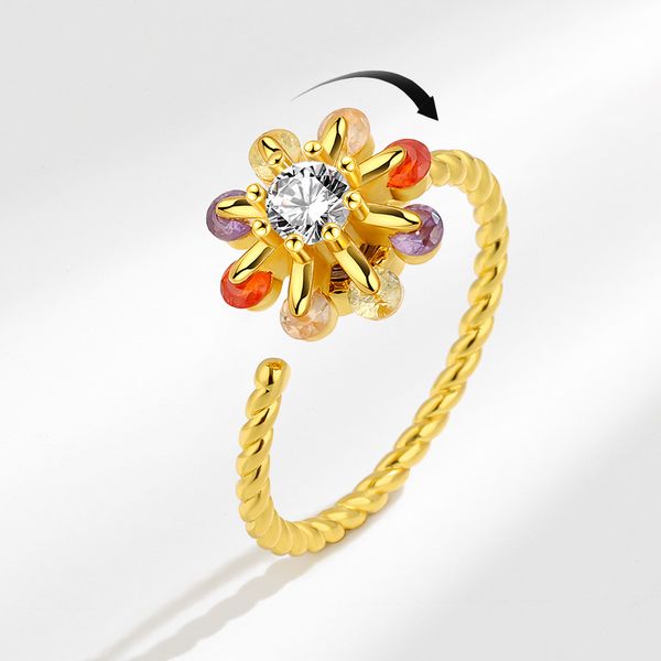 Bague colorée en forme de trésor, anneau rotatif en Zircon, bijoux pour femmes, vente en gros