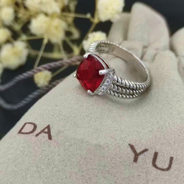 anillo anillo de esmeralda de diseñador Anillo DY para mujer 1: 1 Anillo de lujo de alta calidad Albion en plata de ley con diamantes de topacio azul Joyería ohrringe anillo de amor conjunto de anillos de bodas