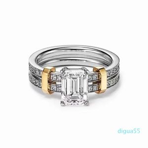 Ring Designer sieraden Fashion voor heren Dames Designer Rings Square Diamond dubbele rij Diamantring Zirkonia Bridal Jewelry