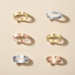 ring designer ring Anillo de amor de Color oro rosa de acero inoxidable de moda para mujeres, hombres, pareja, anillos de cristal, joyería de marca de lujo, anillo de boda, anillo de regalo