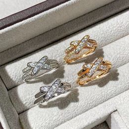 Ring Designer Ring Luxe sieradenringen voor vrouwen alfabet diamant ontwerp geschenk sieraden veelzijdige ringen kruisen de ringen cadeaubusgrootte 5-9 erg leuk