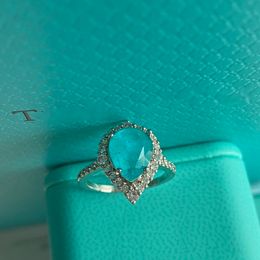Anillo de diseñador, anillos de joyería de lujo para mujer, anillo de zafiro en forma de corazón, moda simple, buena joyería para novia, regalo de cumpleaños