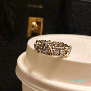 Ring Designer S925 Sterling Zilver Kruis Volledige Kristal Vinger Cluster Voor Vrouwen Mode-sieraden