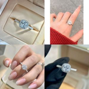 Ring Designer Sterling Sier Square Diamond Promise Engagement Wedding Band Rings For Women Bridal Jewelry met Box S Original Quality