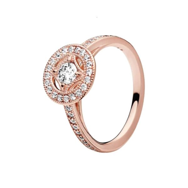 Anillo Diseñador Mujer Pandorara Calidad Original Rosa 18K Oro Anillo De Círculo Vintage Para Joyería De Plata Esterlina 925 Para Mujer Anillos De Amor De Diamantes CZ Con Caja Original