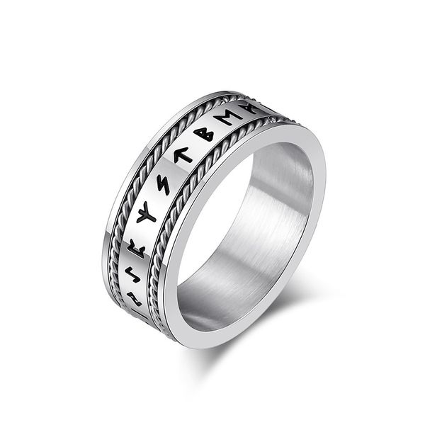 Bague double brin en acier, anneau en câble métallique, personnalisé, style neutre, minimaliste, bijoux en acier titane, anneau avec texte Viking