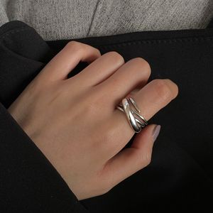 Anillo Mujer Ins925 Plata Pura Moda Fresco Viento Frío Boca Ajustable Amor Índice Dedo Personalidad Lx41