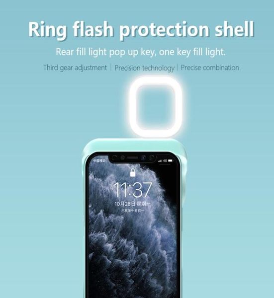 Fundas de teléfono con Flash de anillo para iPhone 11 12 Pro Max XR XS Luz de relleno Selfie belleza Ringlight linterna Shell6728345