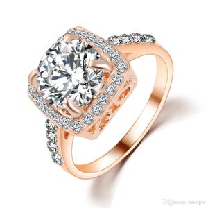 Ring voor vrouwen luxe 18 k solide zirkoon goud engagement bruiloft liefhebbers paar ring trouwring set edelsteen ringen