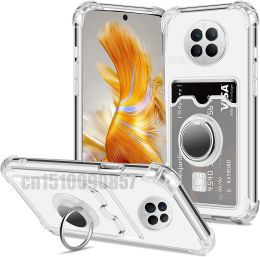 HANGE HALDER CARD SLOT SOCHOPproof TPU Soft TPU Clear Case pour Huawei Mate 50 Pro 40 30 P50 P60 P40 HONNE 50 70 80 X8 Nova 9 10SE