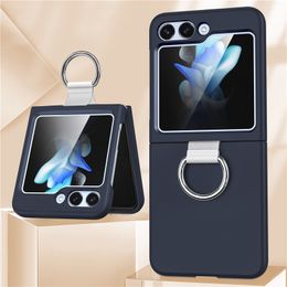 Soporte de anillo Fundas de teléfono mate para Samsung Galaxy Z Flip 5 4 3 Huawei P50 Pocket Slim Hard Plastic Clear Rubber Color Fundas protectoras móviles