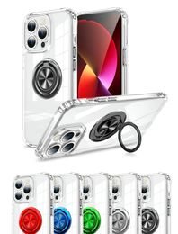 Ring Holder Clear 2mm Acrylic Fundas para teléfonos a prueba de golpes para iPhone 14 13 12 11 Pro Max XR XS X 7G 8 Plus Sansung A13 A23 A53 A32 A03 Core Honor X8 X9 MOTO G22 E32 TPU transparente
