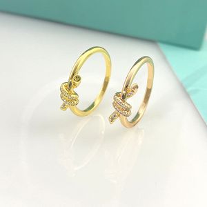 Ring Knot Diamonds Fashion Rings Designer Fomen Mens Mens Double Circle Gold plaqué rose Mossanite Jewelry Wedding Wholesale Szie 5-10