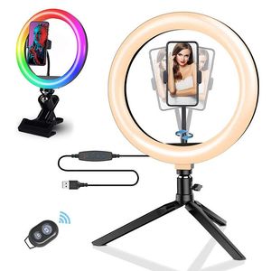 Anneau lumineux USB LED Selfie luminosité avec support de téléphone portable de trépied de bureau pour le maquillage de la photographie vidéos YouTube en direct têtes de Flash