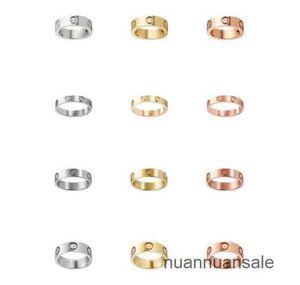 Ring Love Designer ringen dames paar sieraden band titanium staal met diamanten casual mode street klassiek goud zilveren roos optioneel maat 4 /5 /6 mm rode doos cadeau