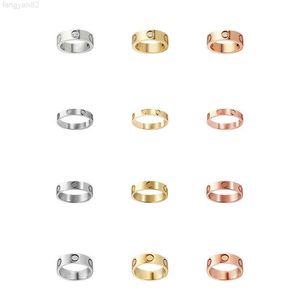 Love Rings Womens Designer Ring Couple Jewelry Band Titanium Steel Avec des diamants Casual Fashion Street Classic Gold Silver Rose Taille facultative 4/5 / 6mm boîte rouge
