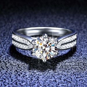 Ring Mosang Stone Wedding Proposition est S925 Pure Sier Ring Six Claw Ring Femme Starlight Queen
