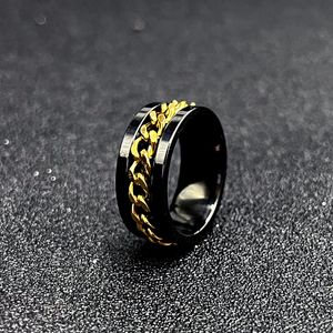 Ring Opening Beerring Roteerbare druk Reduceren Herenstijl Roteerbare ketting Titanium stalen ring Roestvrij stalen sieraden Geschenken