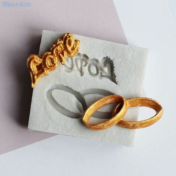 Forma de anillo Herramienta de molde de fundición de silicona para molde de fondant de bricolaje Bakware Bakware Joyería de jabón de jabón Hacer suministros accesorios 1 PCS