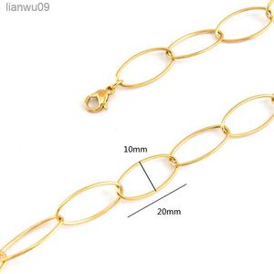 Ring Maat 10x20mm Ovale Unieke O link Chain Rvs Ketting voor Vrouwen SilverGold Kleur Vrouwelijke Sieraden Collares Gift L230704