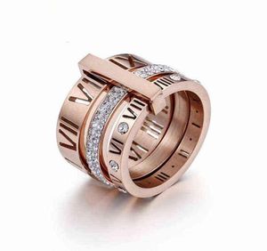 Ring Roestvrij Staal Rose Goud Romeinse Cijfers Ring Mode-sieraden Ring Women039s Bruiloft Verlovingssieraden dfgd2050618