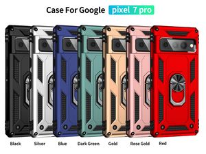 Ring Stand Case voor Google Pixel 4A 5 5A 6A 6 7 Pro 7A 4 XL 3A XL Car Magnetic Metal Ring Stand Holder Armor Shockproof Case Telefoon Back Cover