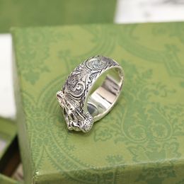 Ring Titanium Steel Silver Love Rings Alphabet Sterling Silver Pair Rings Designer Luxury heren en Dames Diamond Ring Party Wedding Ring Maat 5-10