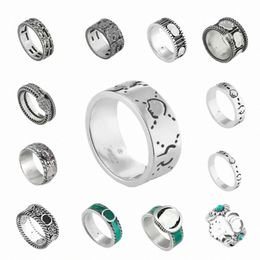 Ring Titanium Steel Sier Love Anneaux Bijoux de luxe pour les hommes et les femmes Spirit Heart Rings Party Engagement CFI Anneau de mariage avec Green 73et #