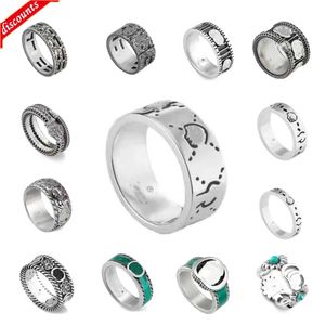 Ring Titanium Steel Silver Love Rings Designer Bijoux de luxe pour hommes et femmes Spirit Heart Party Engagement Confession Mariage avec Boîte verte Taille 5-11 6DJG