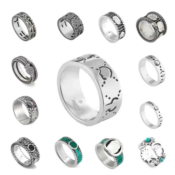 Bague Titane acier argent bagues d'amour designer bijoux de luxe pour hommes et femmes esprit coeur bagues fête fiançailles confession bague de mariage avec boîte verte Taille 5-11