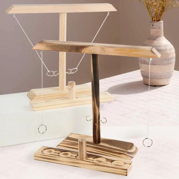 Jeux de lancer d'anneaux pour table à boire pour adultes, jeux de boisson à domicile, jeu de divertissement portable en bois au rythme rapide, interaction 240202