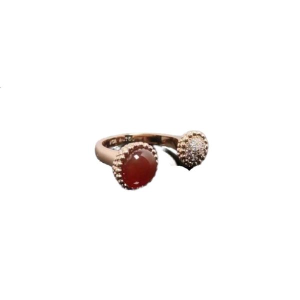 Anneau Van-Clef Arpes Designer Femmes Top Quality Nouveau V Gold Bead Edge Diamond Full Diamond Ring Full's Full Diamond Agate Natural White Anneau