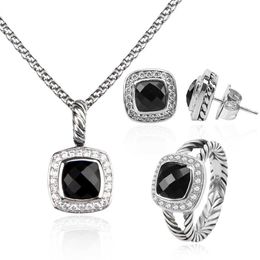 Ring met zwarte onyx sieradenset en diamanten hanger oorbel luxe damesgeschenken