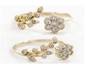 Bague femmes version coréenne de tempérament de mode diamant ed feuilles Ruyi fleur anneau ouvert index bague femelle 6752569