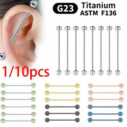 Rings 1/10pcs Internal Thread Piercing Jewelry G23 Titanium 14g 16g Long Industrial Barbell Ring Tongue Sexy Barbell Cartilage Earring