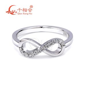 Ringen 1.3mm Melee D VVS witte kleur Moissanite Diamant Zilver 925 Ring Infinity Nummer 8 Ontwerp ringen Sieraden